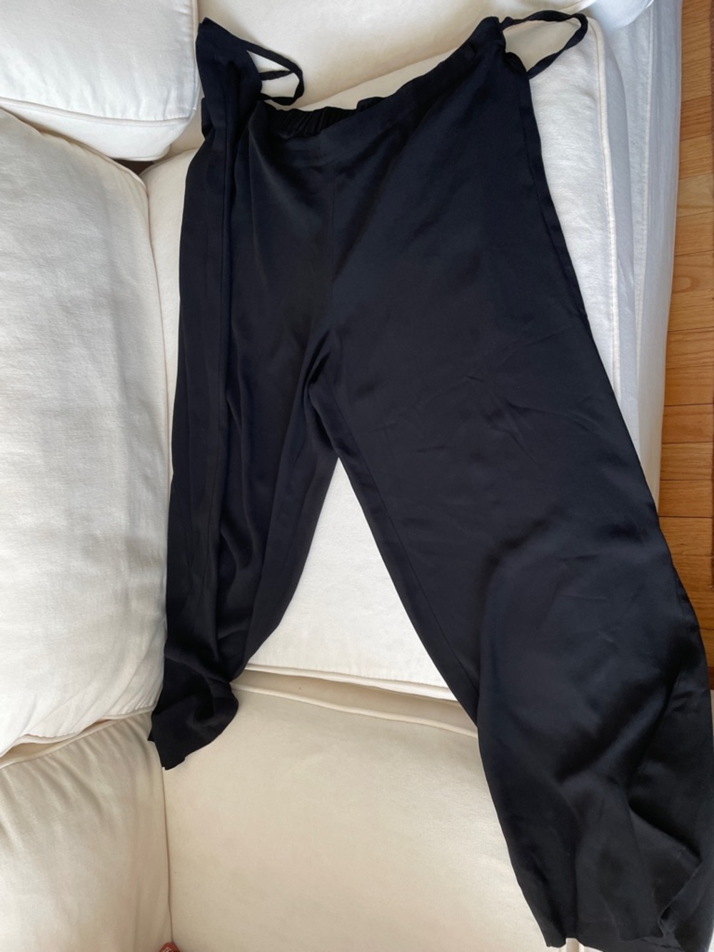 Eileen Fisher Black Silk  pants with slip with Adjustable Straps